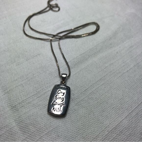 Sterling silver friendship necklace, solid pendant on thin chain, 16 inches - Picture 1 of 9